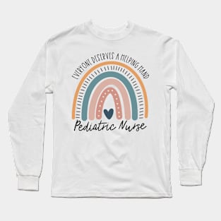 Pediatric Nurse Boho Rainbow Long Sleeve T-Shirt